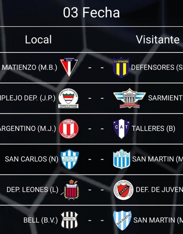 Fecha tres divional A liga Bellvillense.