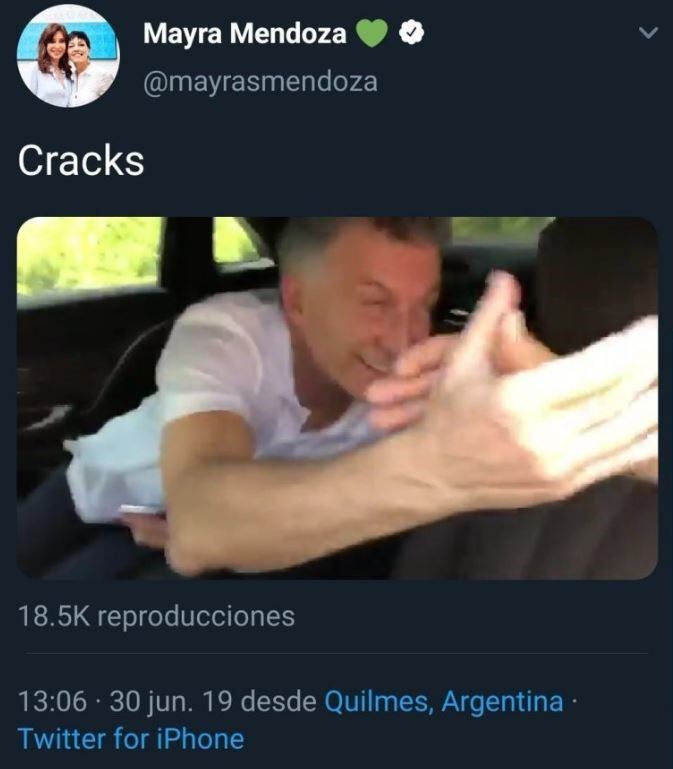 El tuit de Mayra Mendoza.