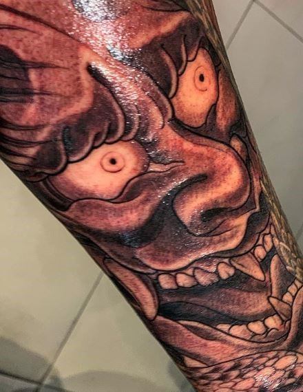 El nuevo tatuaje de Fantino, la máscara japonesa "Hannya". (Instagram:fantinofantino)