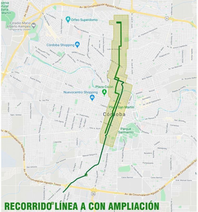 Recorrido línea A