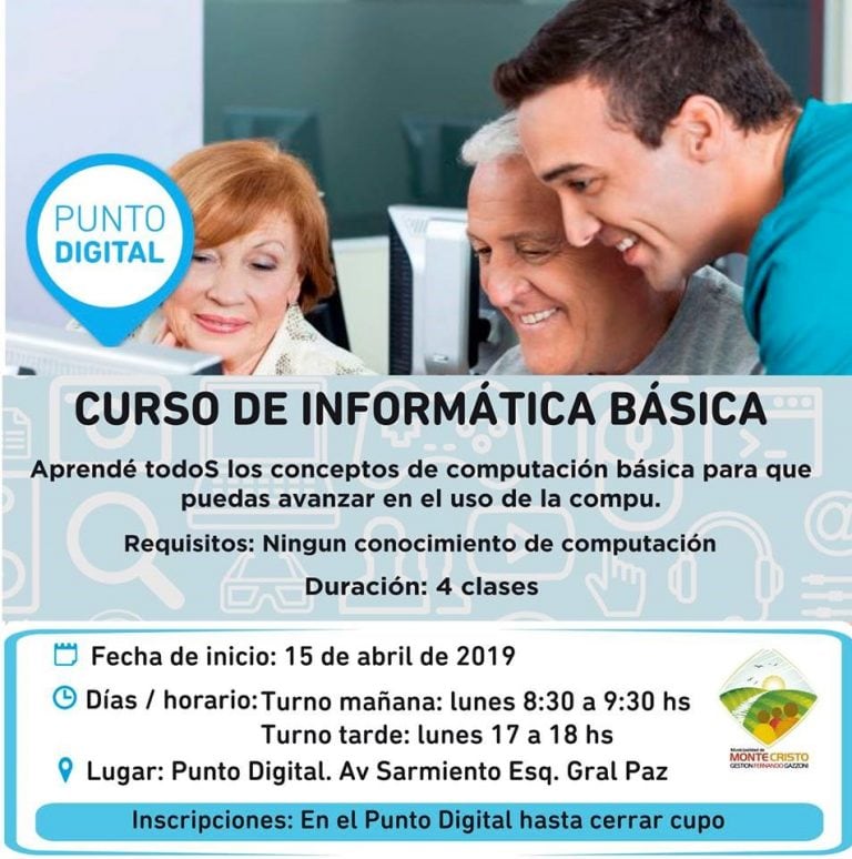 Cursos gratuitos en el Punto Digital Monte Cristo