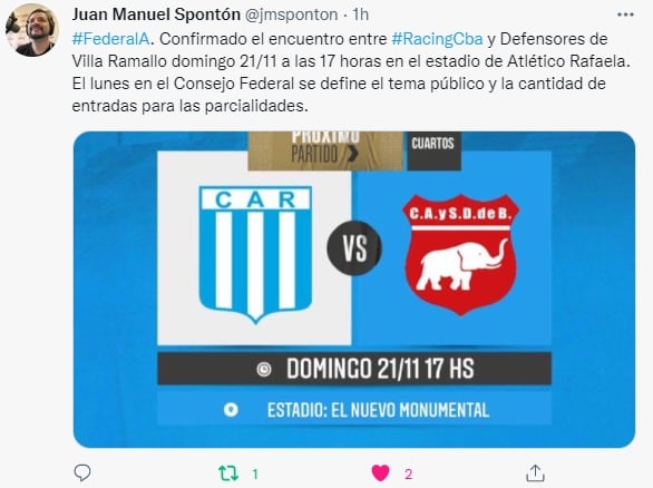 Racing buscará el pase a la semifinal en Atlético Rafaela.