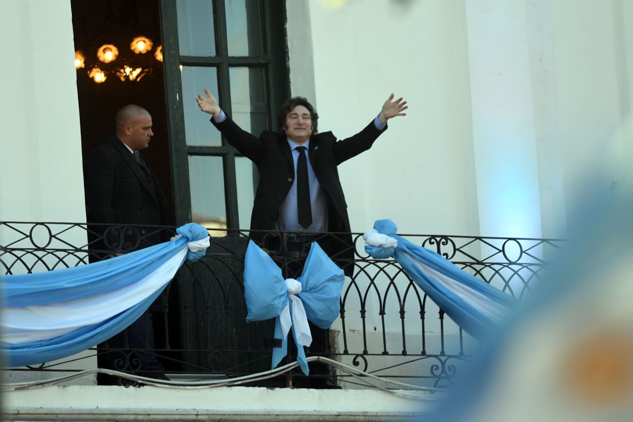 El presidente Javier Milei en el acto por el acto 25 de mayo en el Cabildo de Córdoba.