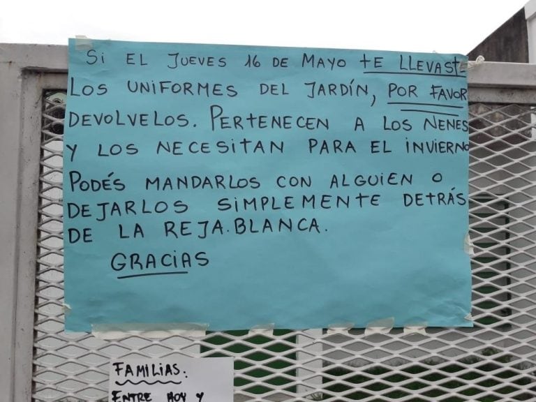 Pedido de las autoridades del jardín.