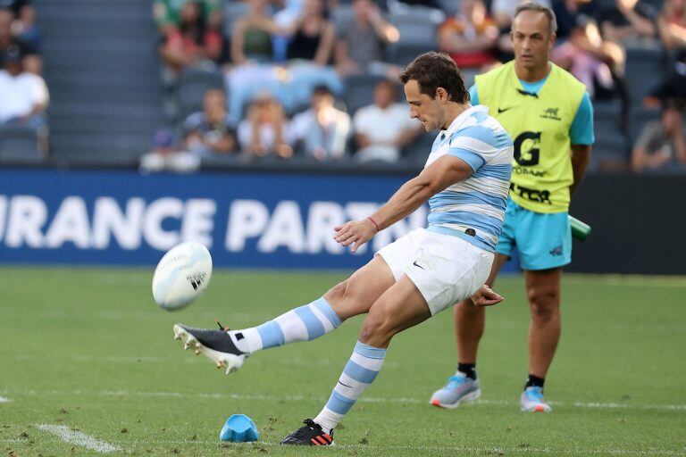 El tucumano de 32 años marcó este sábado en Sídney los 25 puntos en la primera victoria de la historia del rugby argentino sobre los míticos All Blacks (25-15). (Foto: David Gray / AFP) / / IMAGE RESTRICTED TO EDITORIAL USE - STRICTLY NO COMMERCIAL USE