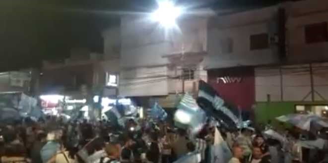 Festejos de Racing en Comodoro