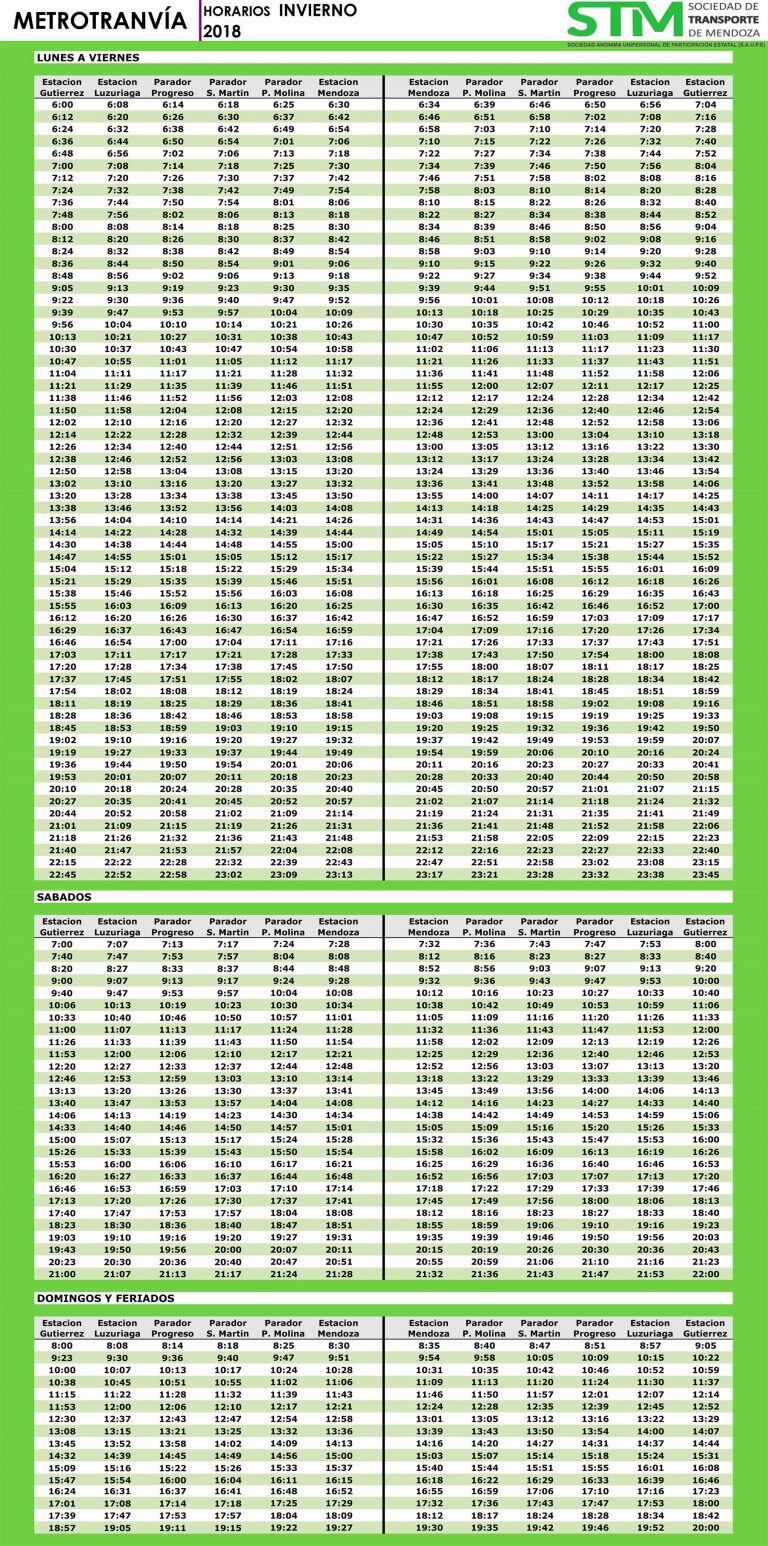 Horarios del Metrotranvía