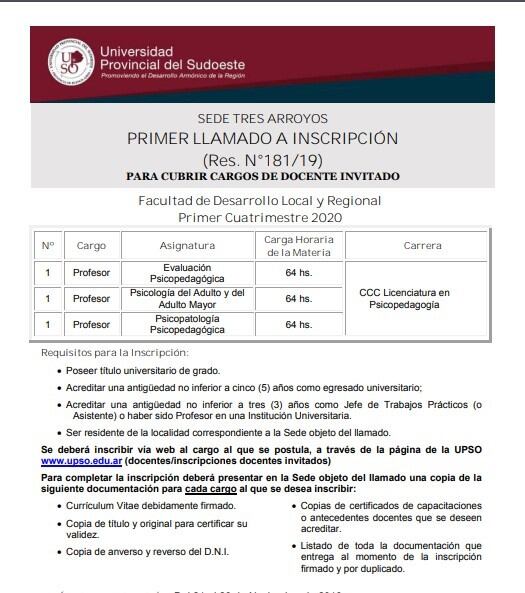 Requisitos Profesores Psicopedagogía (prensa)