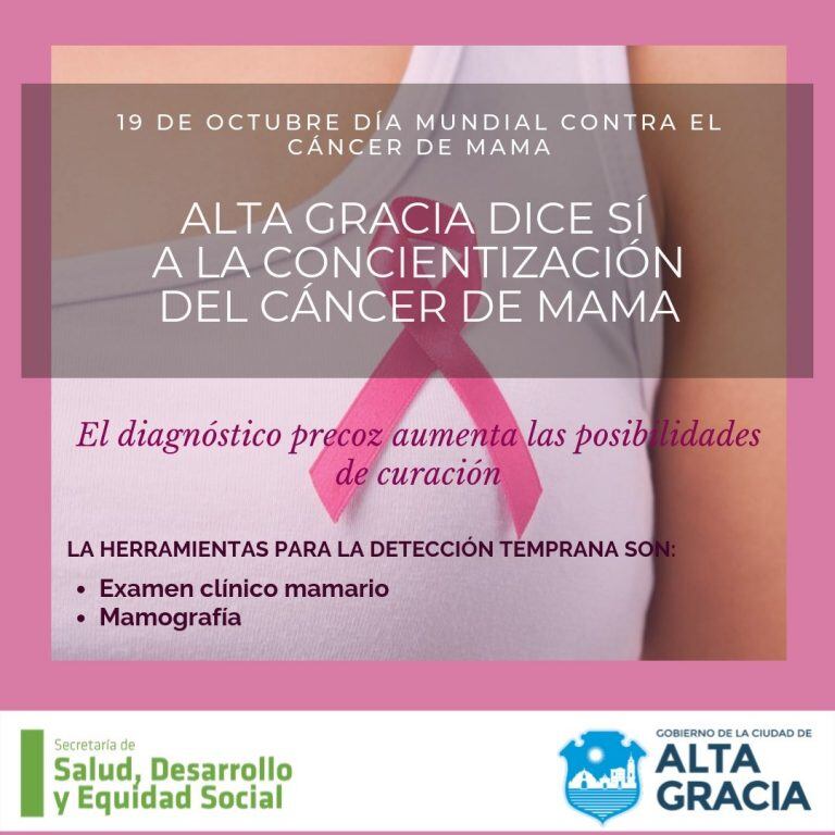 Mes Internacional del Cáncer de Mama: se realizará la "Caminata Rosa" en Alta Gracia.