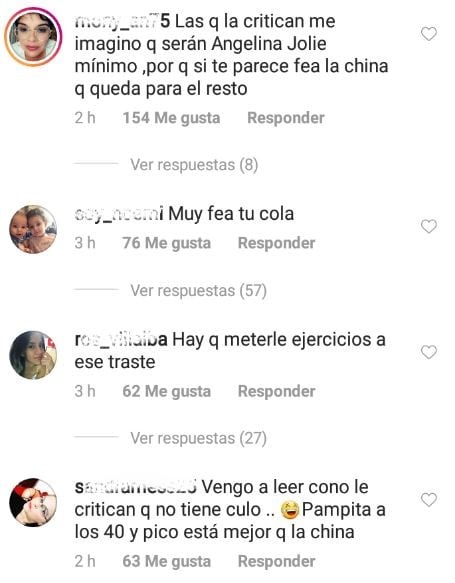 Los comentarios de los usuarios a la China Suárez