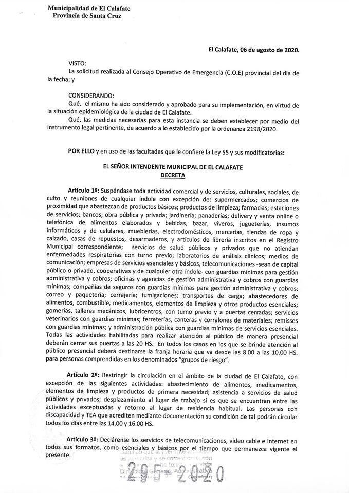 Decreto Municipal 295/2020.