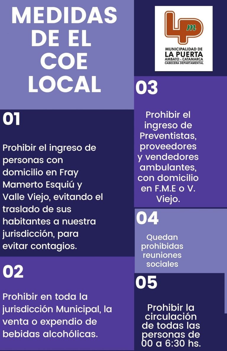 Medidas tomadas por el COE local de La Puerta.