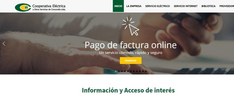 El pago se puede hacer a través del botón de pago en el sitio web de la Cooperativa.