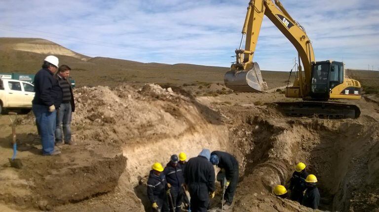 Trabajos sobre el acueducto.