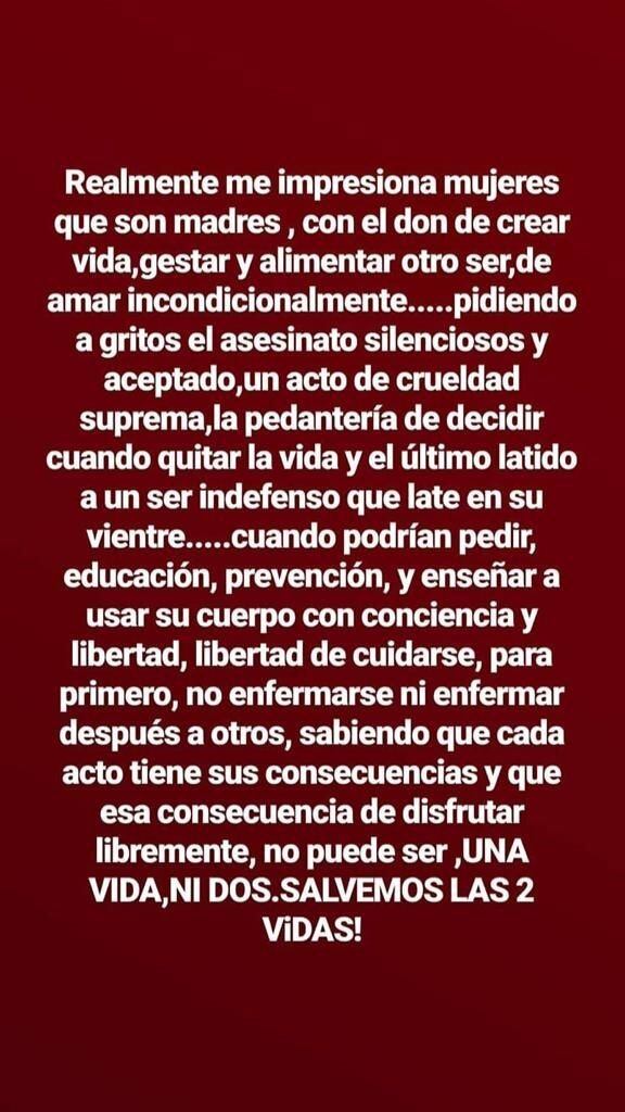 El descargo de Nicole Neumann frente a la nueva presentación del proyecto que busca que el aborto sea legal y gratuito en la Argentina (Instagram/ nikitaneumann)