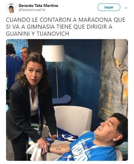 Los memes de la llegada de Maradona a Gimnasia (Foto: captura de Twitter).