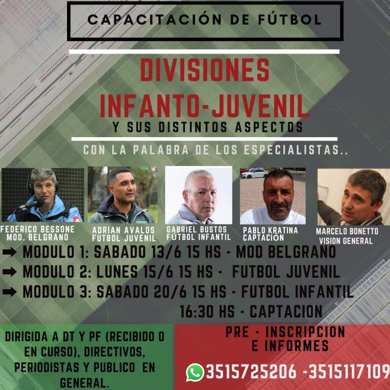 Especialistas en el fútbol juvenil, en una capacitación para entrenadores y público en general.