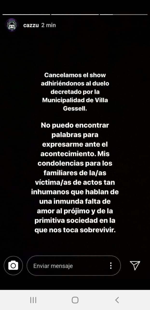 Cazzu suspendió su show en Villa Gesell. (Instagram: @cazzu)