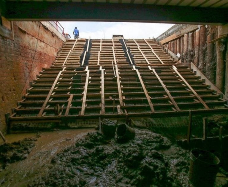 El estadio Morumbí en obras para el partido entre Sao Paulo y Talleres.