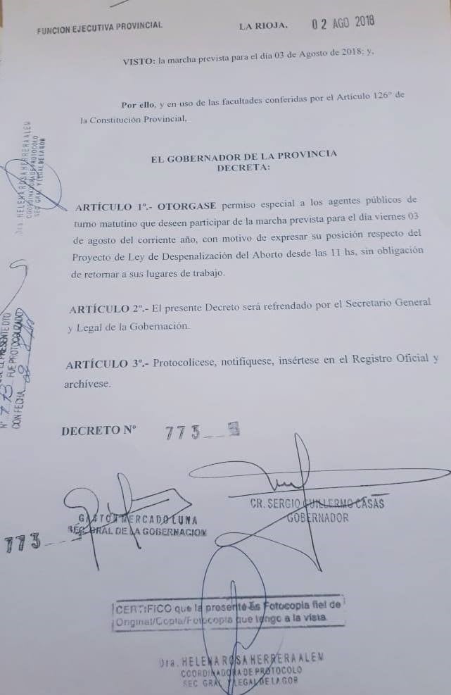 Decreto de Sergio Casas