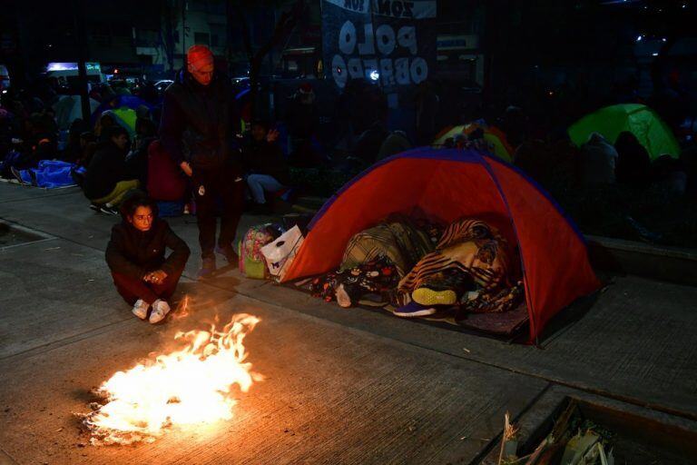 Los piqueteros de izquierda amenazaron con un nuevo acampe. Foto: Marcelo Carrol.