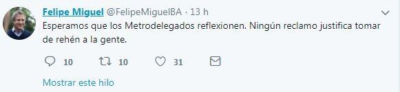 Así se expreso Felipe Miguel en sus redes sociales