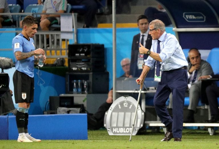 Tabárez, durante el Mundial de Rusia 2018. (REUTERS)