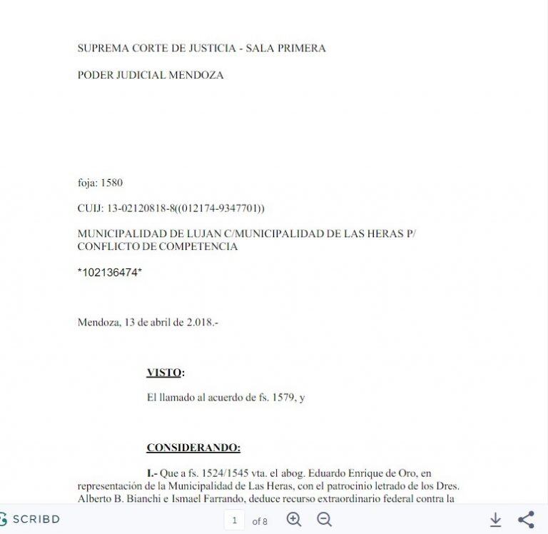 El fallo de la Suprema Corte de Mendoza.