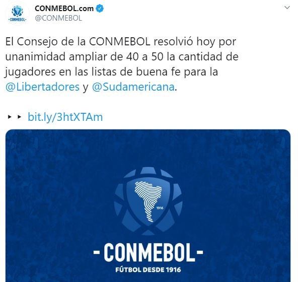 Publicación de la Conmebol. (Twitter)