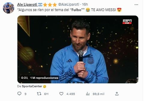 Reacción viral de los usuarios al enterarse que Messi conoce el "meme del fulbo".