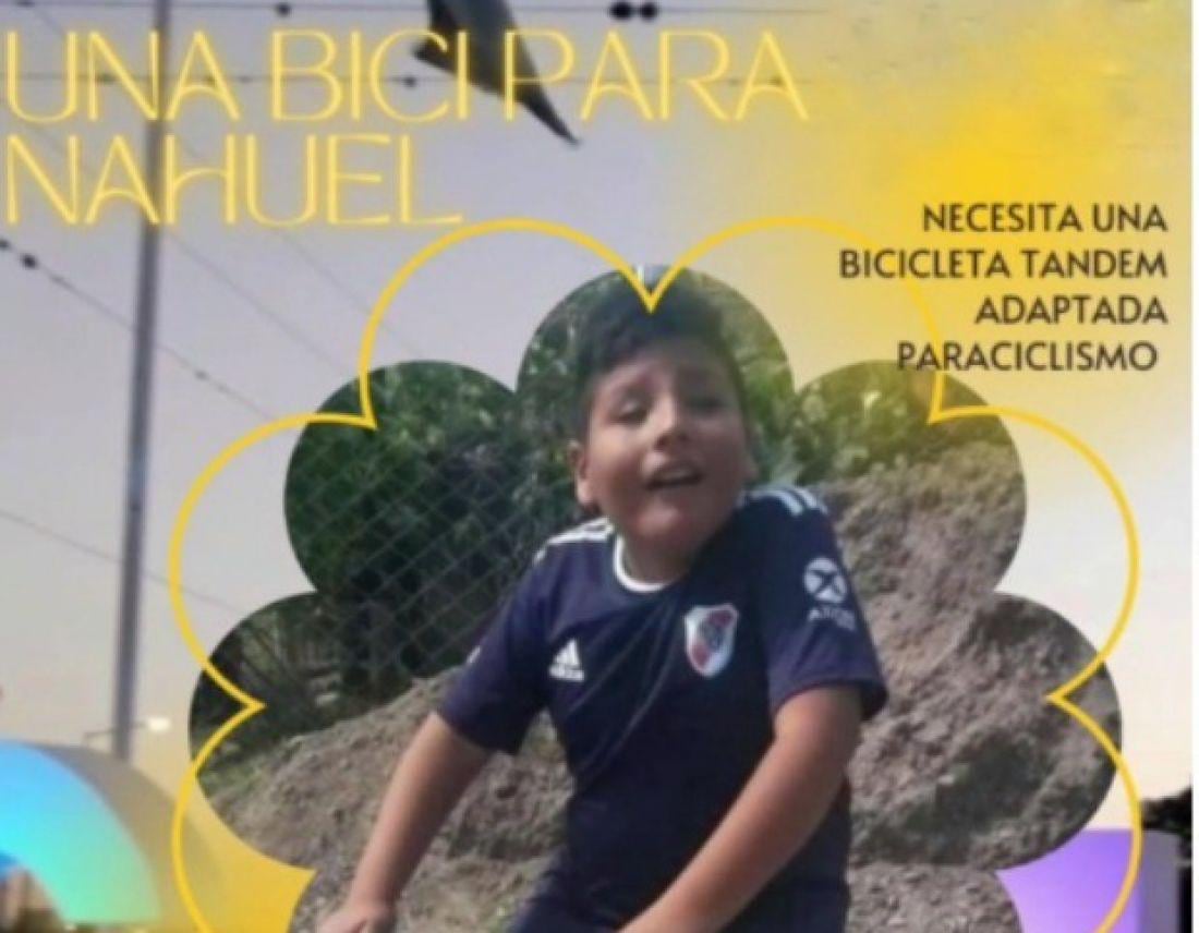 Nahuel tiene apenas 11 años y necesita una bicicleta especial para hacer paraciclismo.