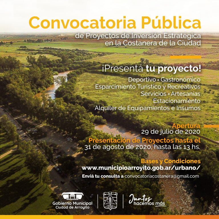 CONVOCATORIA DE PROYECTOS DE INVERSIÓN PARA LA COSTANERA DE ARROYITO