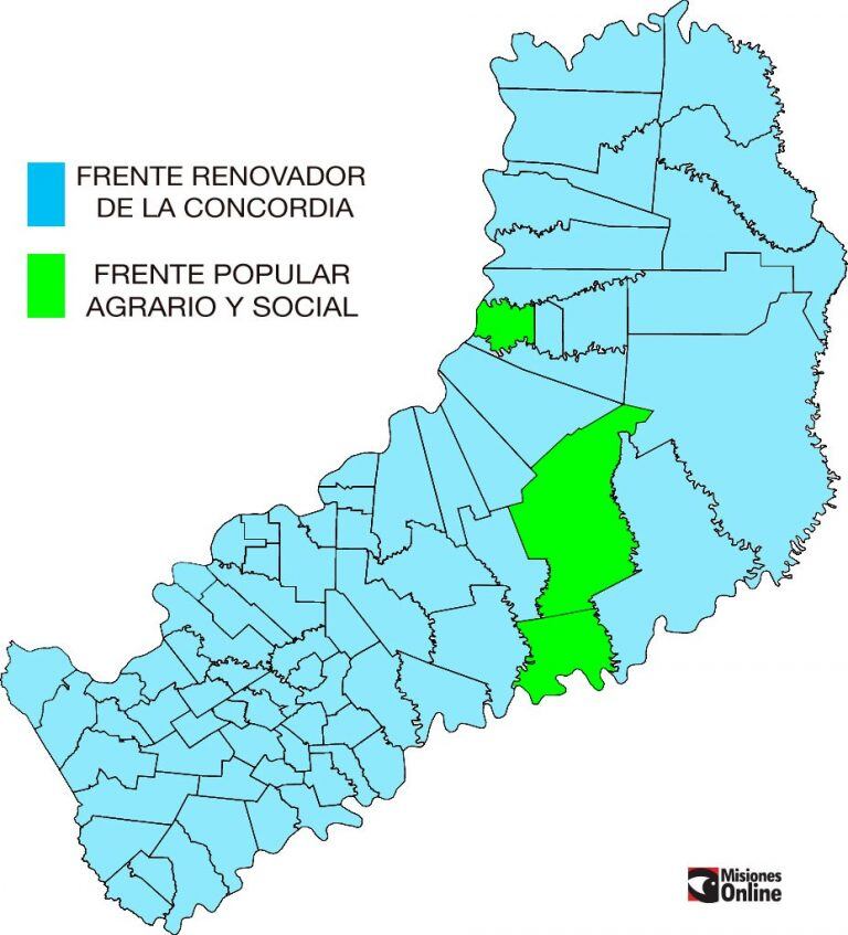 Así quedó el mapa político de Misiones luego de las elecciones del domingo.