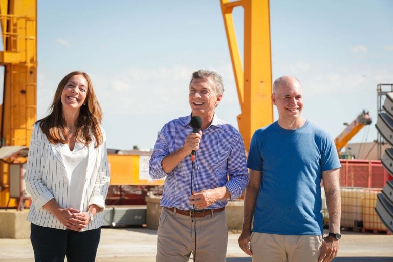 Mauricio Macri,  junto al Jefe de Gobierno de la ciudad de Buenos Aires, Horacio Rodríguez Larreta , y la gobernadora de la provincia bonaerense, María Eugenia Vidal (Foto:Presidencia Argentina) SOLO USO