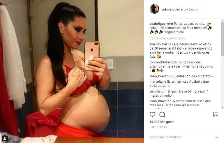 Adabel Guerrero y su pancita en Instagram (Foto: Instagram)