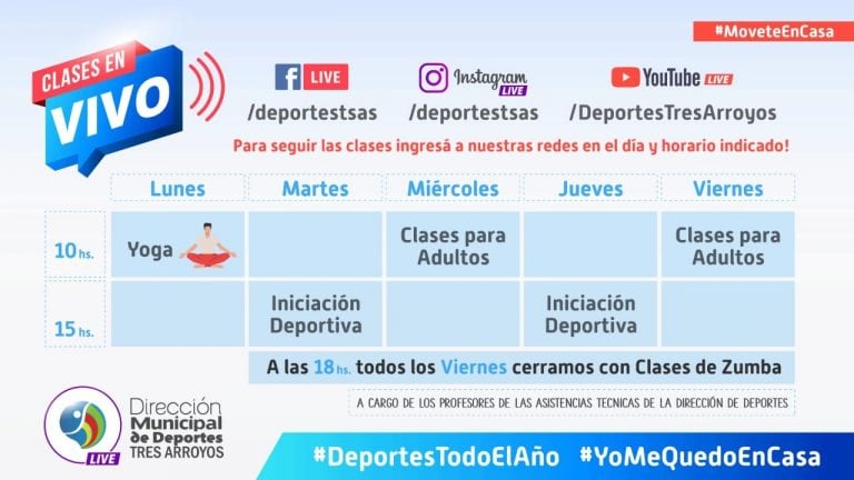 Clases virtuales Dirección de Deportes Tres Arroyos