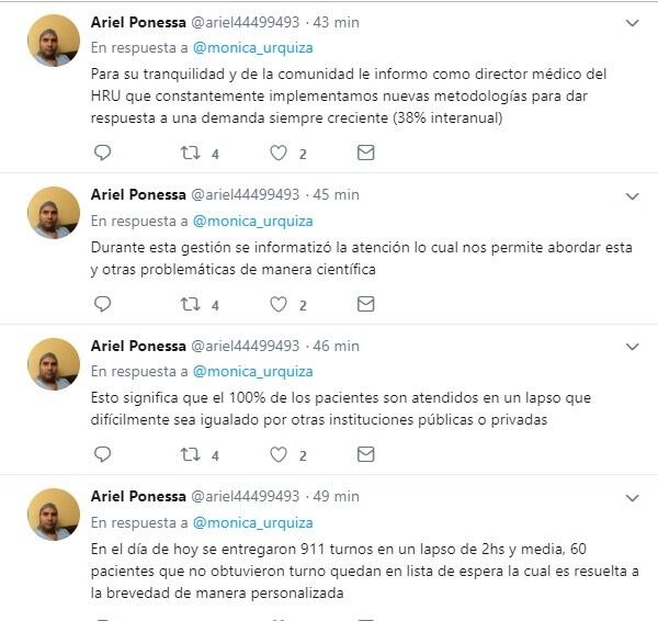 Respuesta del Director del Hospital vía Twitter