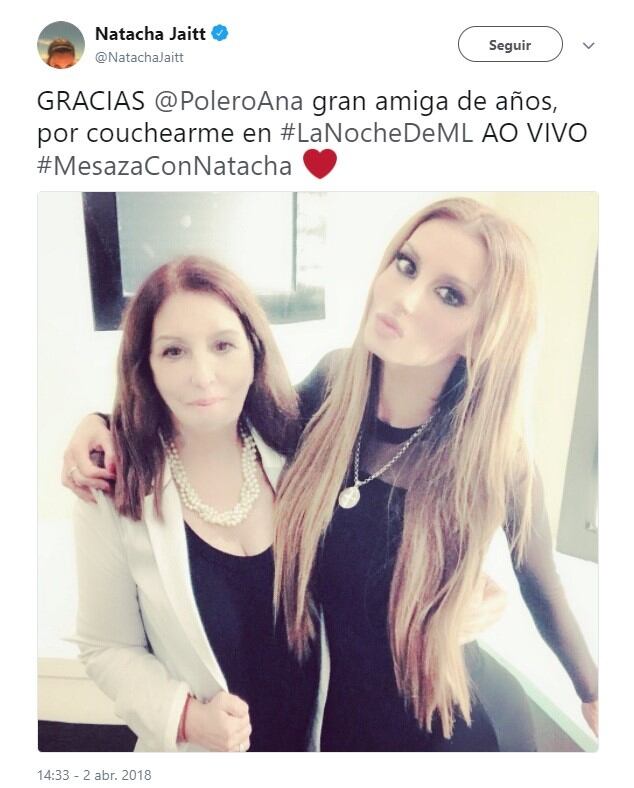 Natacha Jaitt y Ana Polero. (Foto: Twitter)