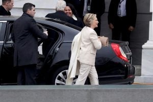 Hillary Clinton arrives arrives for the Presidential Inauguration of Trump at the U.S. Capitol in Washington, D.C., U.S., January 20, 2017. REUTERS/Rob Carr/Pool