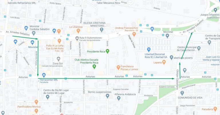 Modificación de recorrido Línea 84 del centro