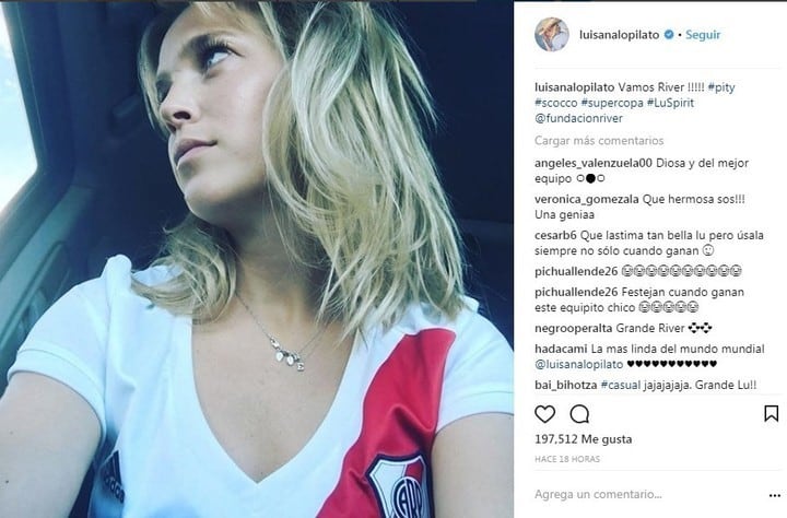 Así celebró Luisana Lopilato la obtención de la Supercopa Argentina por parte de RIver.