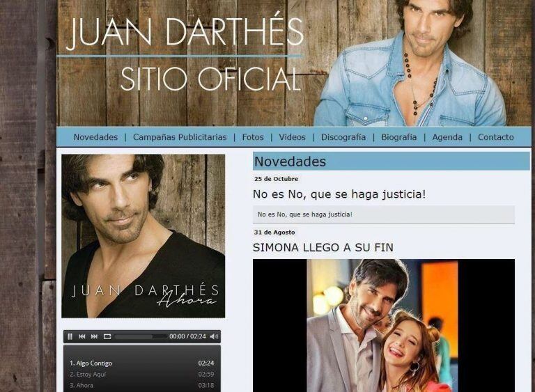 Hackearon el sitio de Juan Darthés. (Captura)