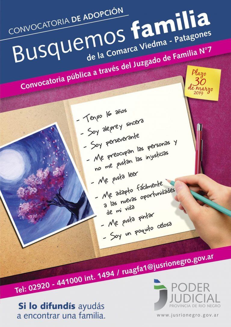 Esta semana finaliza la convocatoria para adoptar a dos adolescentes en Viedma