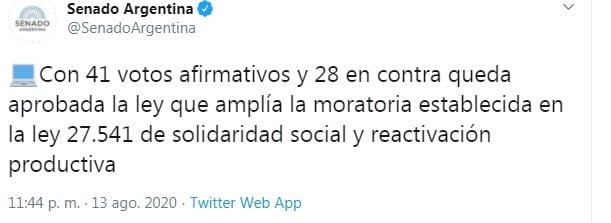 (Twitter: @SenadoArgentina)