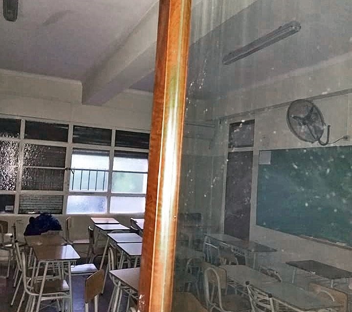 Imágenes de la escuela tras las tormentas