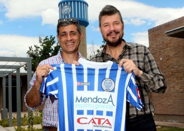 José Manzur, presidente de Godoy Cruz junto a Marcelo Tinelli, e viejo tiempo.