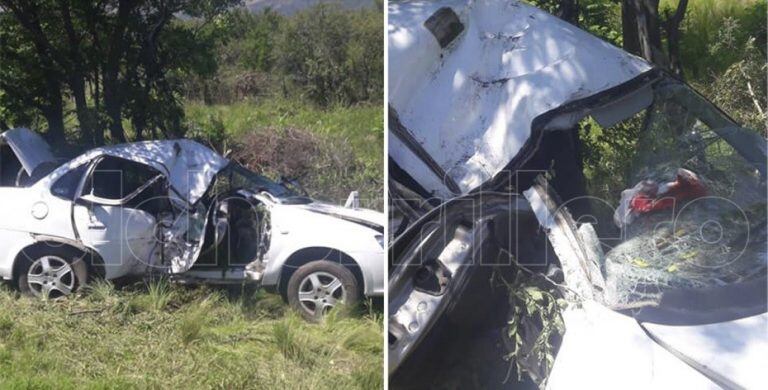 El chofer se estrelló contra un arbol. Villa de Merlo, San Luis. Foto: El Chorrillero.