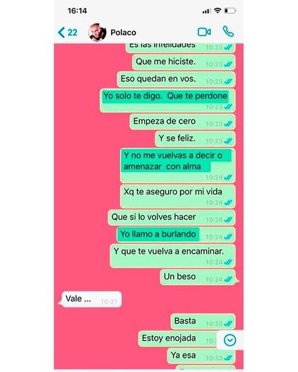 Se filtró un intenso cruce de palabras por Whatsapp entre El Polaco y Varia Aquino