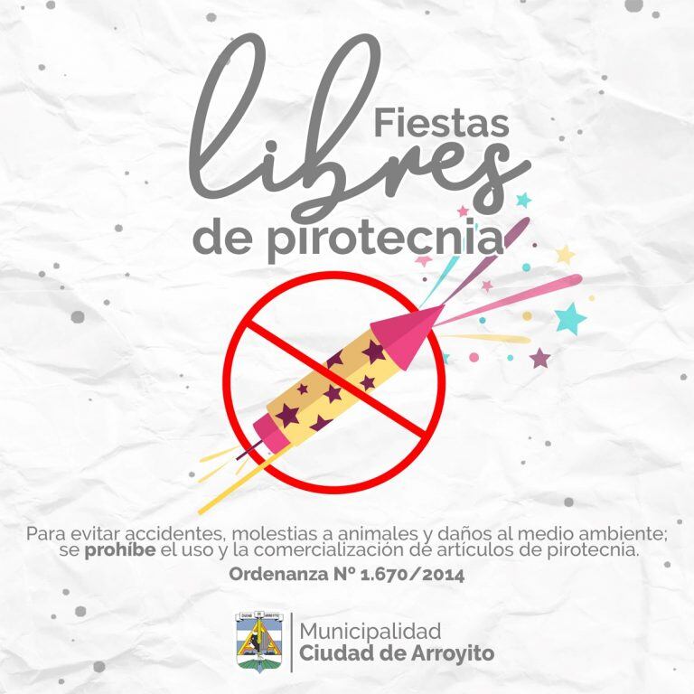 Afiche Arroyito libre de pirotecnia