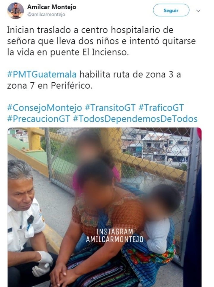 La detuvieron cuando intentaba tirarse de un puente junto a sus dos hijos